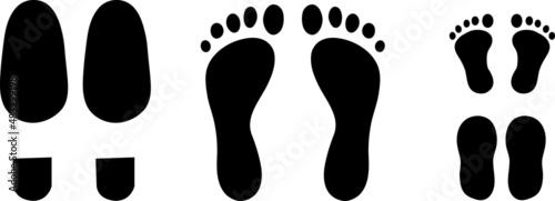  Footprints human silhouette, vector, isolated on white background..eps