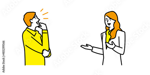 説明を受けて納得する男性のイラス