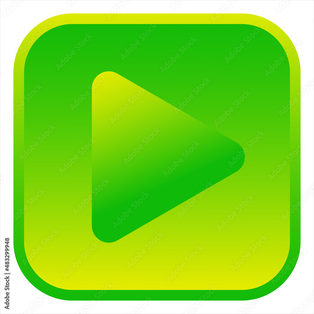 Play icon. Start button. Isolated web icon. Logo design. Flat vector illustration in green gradient color. Play icon. Start button. Isolated web icon. Logo design. Flat vector illustration in green gradient color.