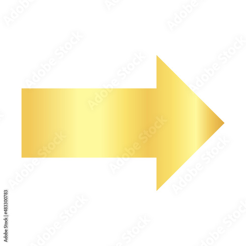 Glowing gold forward business arrow. Vector illustration of a big arrow isolated clipart 