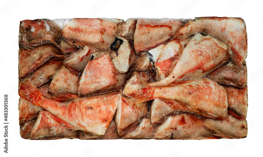 Briquette frozen sea bass for trade in the fish market