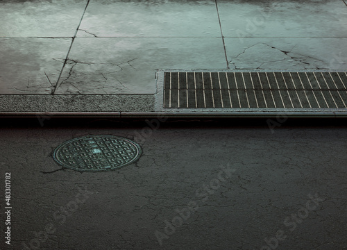 Canvas Print Sidewalk And Street Backdrop