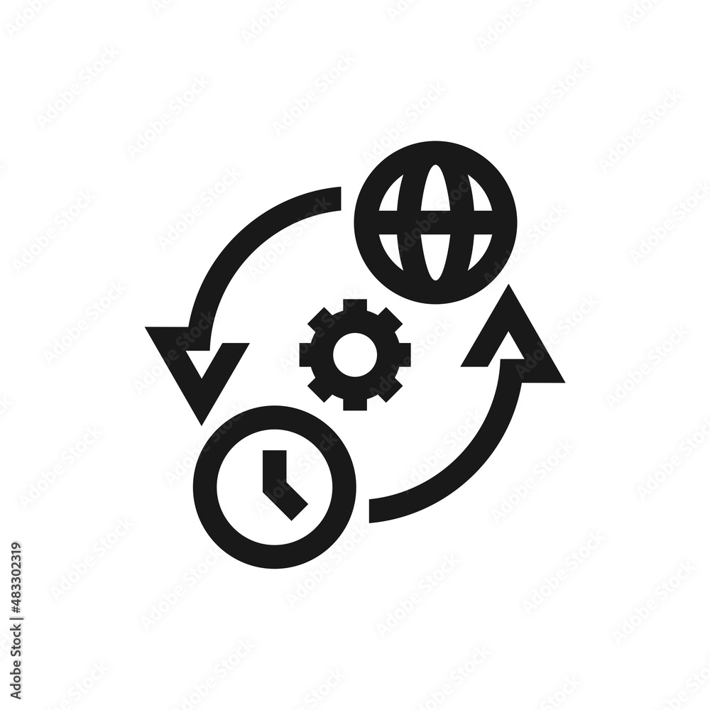 Time sync to internet icon isolated on white background Time sync to internet icon isolated on white background
