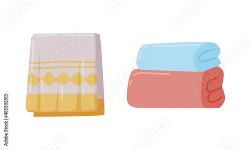 Folded Towel as Bathroom Item for Body Vector Set