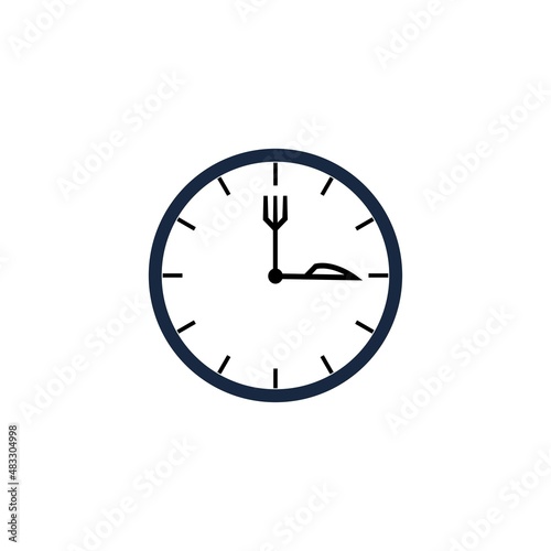 fork and spoon clock restaurant logo vector template