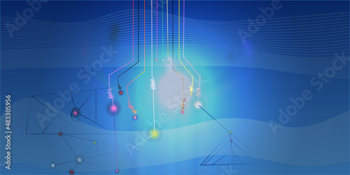 wind turbine on sky Modern wireless technologies as means of communucation and networking on dark background
