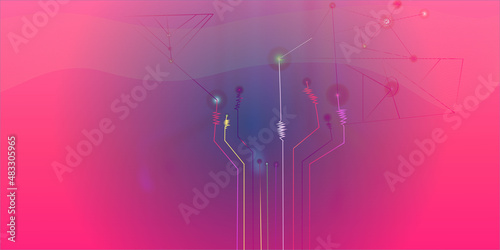 abstract background with lines wind turbine on sky Modern wireless technologies as means of communucation and networking on dark background