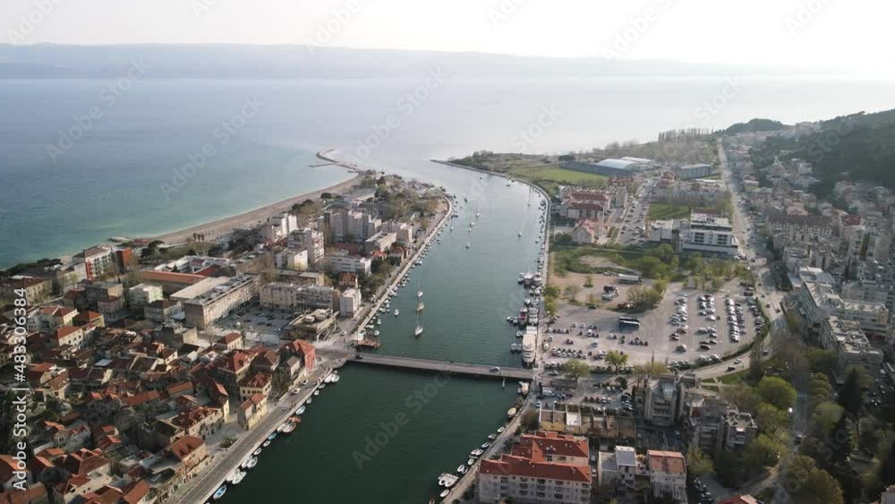 Charming town by the sea, Omis, Dalmatia region of Croatia . Aerial view Charming town by the sea, Omis, Dalmatia region of Croatia . Aerial view