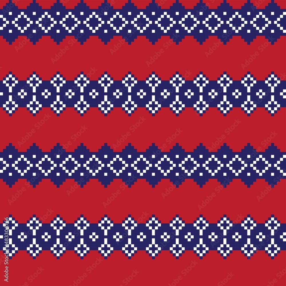 Christmas Fair Isle Seamless Pattern Design - Christmas fair isle pattern design for fashion textiles, knitwear and graphics