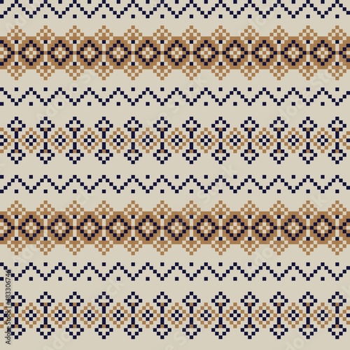 Christmas Fair Isle Seamless Pattern Design - Christmas fair isle pattern design for fashion textiles, knitwear and graphics