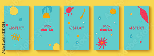 Trendy set of templates for social media. Abstract floral background for social media stories. Editable vector illustration in style 80s - 90s