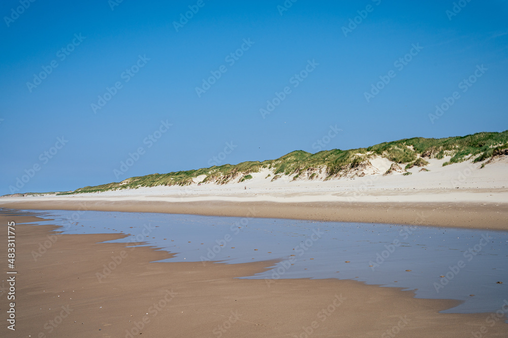 Der lange Sandstrand und die Dünenlandschaft auf Texel, Niederlande