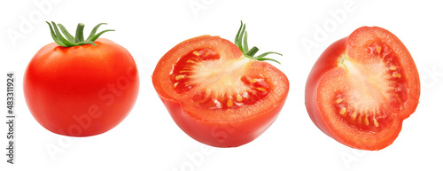Fototapeta Naklejka Na Ścianę i Meble -  set of tomato isolated on white background. the entire image is sharpness