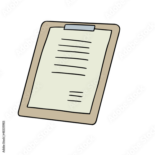 Clipboard vector illustration in line filled design photo