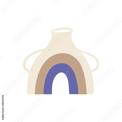 Modern ceramic vase in the form of an arch. Simple flat vector illustration isolated on a white background.