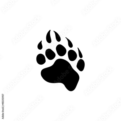 Bear paw print. Vector graphics. Symbol, logo illustration.