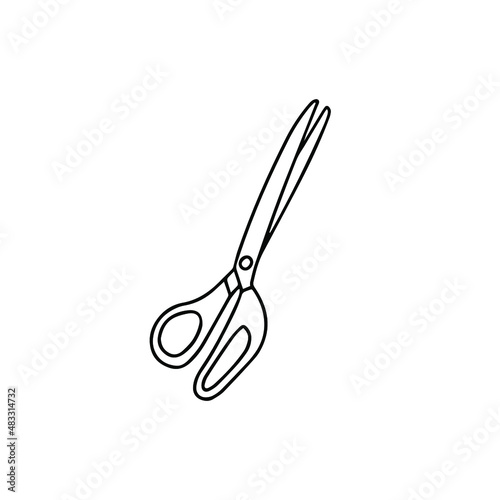 Scissors isolated on a white background. Vector illustration. Line art.