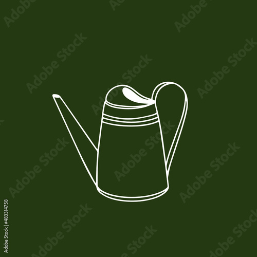 Watering can for flowers. Vector illustration. Line art.