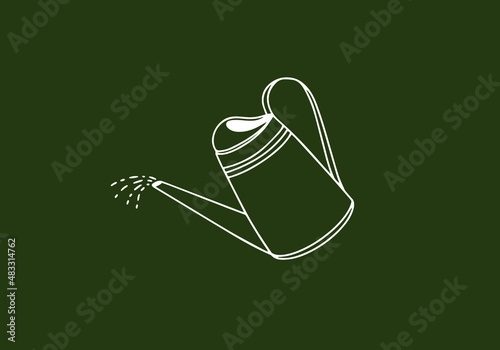 Watering can for flowers. Vector illustration. Line art.