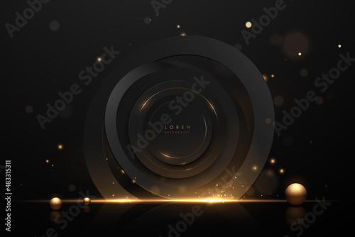 Abstract black and gold rings background
