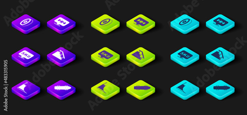 Set Skate park, Skateboard, stairs with rail, wheel and ball bearing icon. Vector