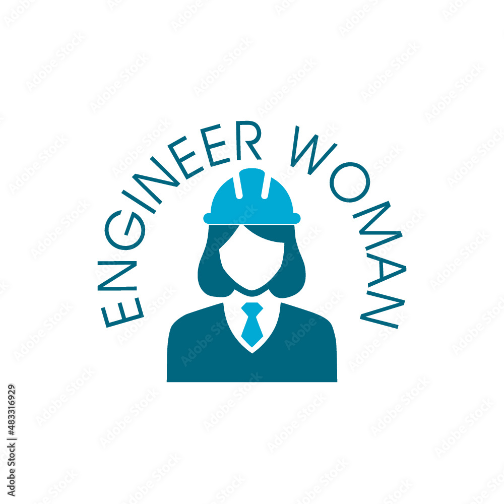 Engineer woman icon in trendy flat style isolated on white background Engineer woman icon in trendy flat style isolated on white background