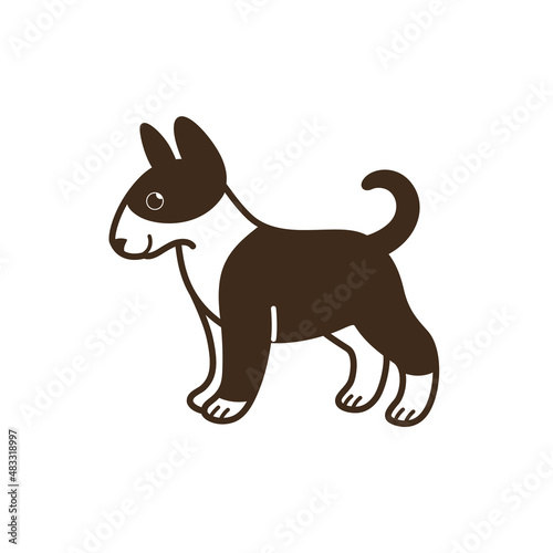 Bull terrier. Cute dog character. Vector illustration in cartoon style for poster  postcard.