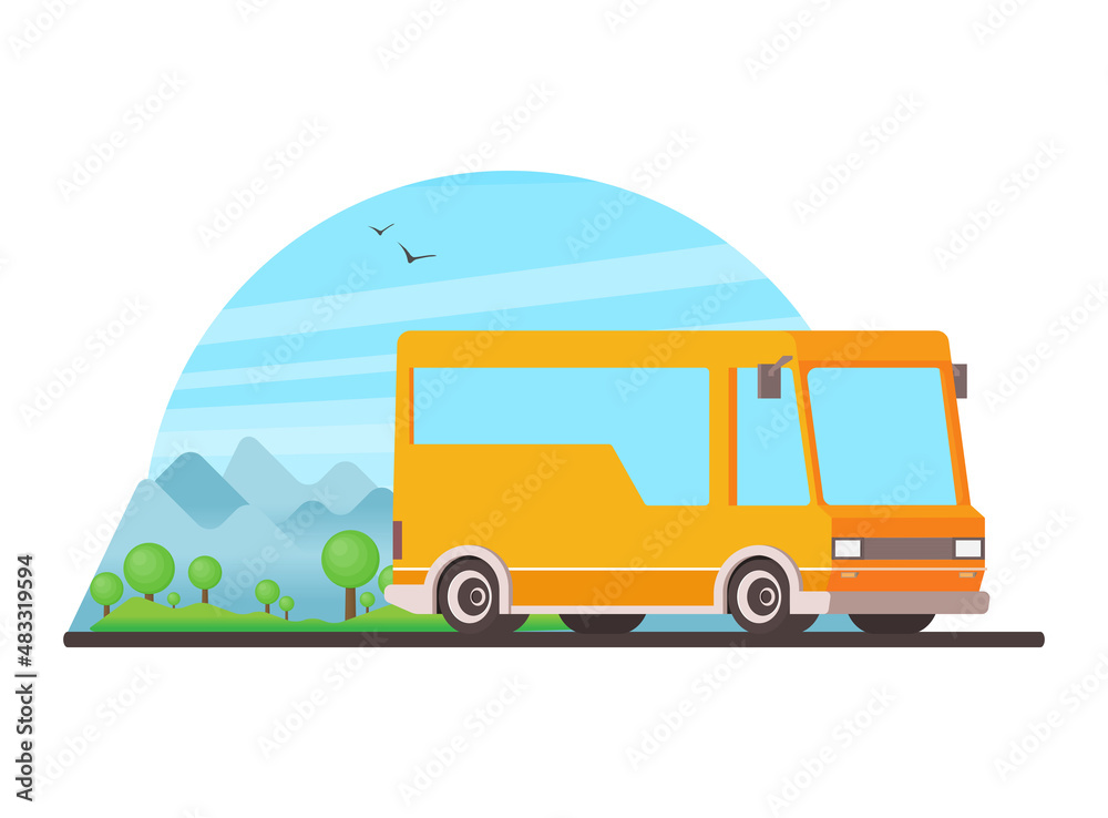 Vector travel bus in flat style.