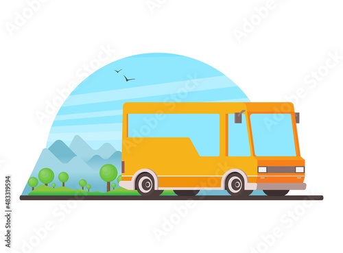 Vector travel bus in flat style.