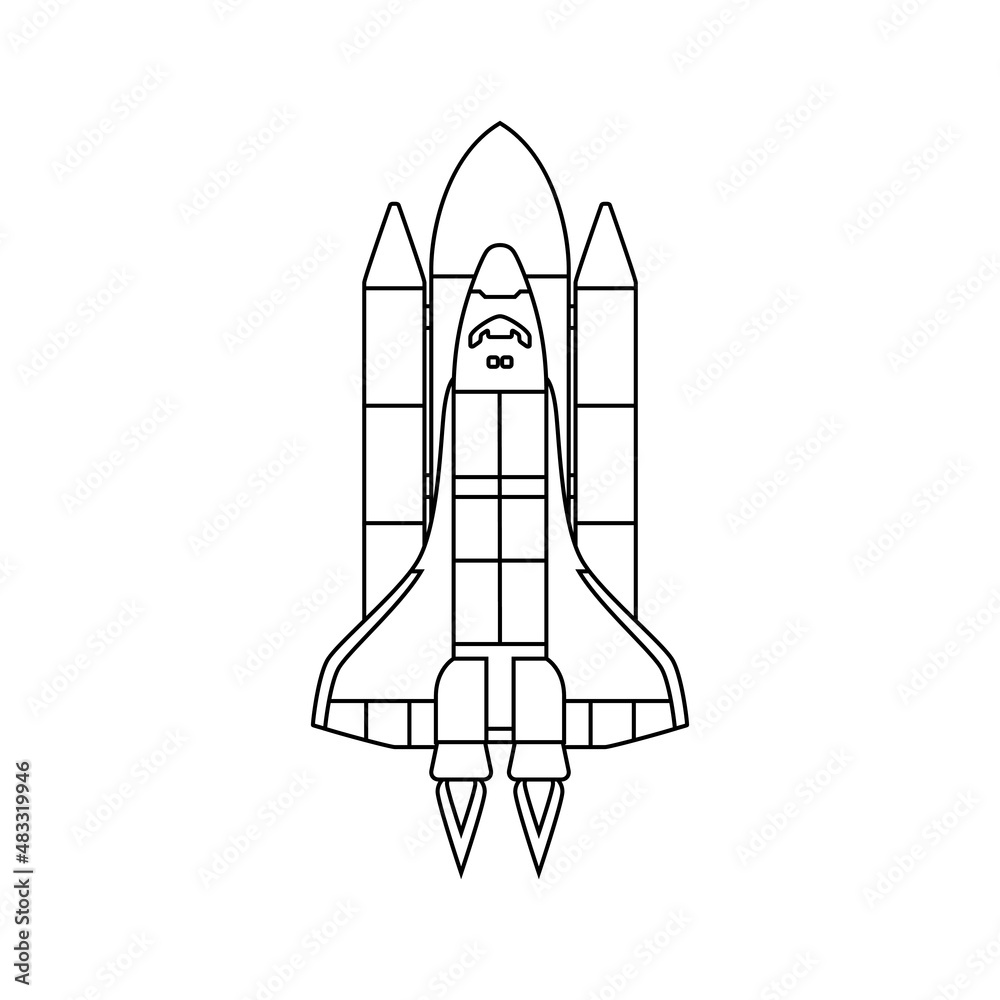 Space Rocket icon vector. Space Craft illustration sign. Shuttle symbol or logo.
