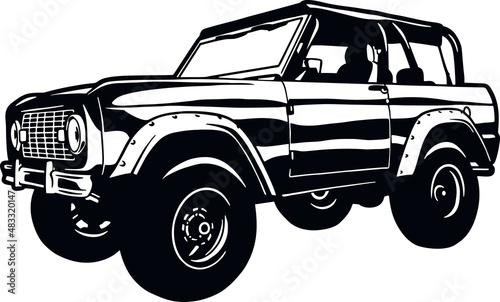 Classic Truck, Muscle car, Classic car, Stencil, Silhouette, Vector Clip Art - Truck 4x4 Off Road - Offroad car for tshirt and emblem
