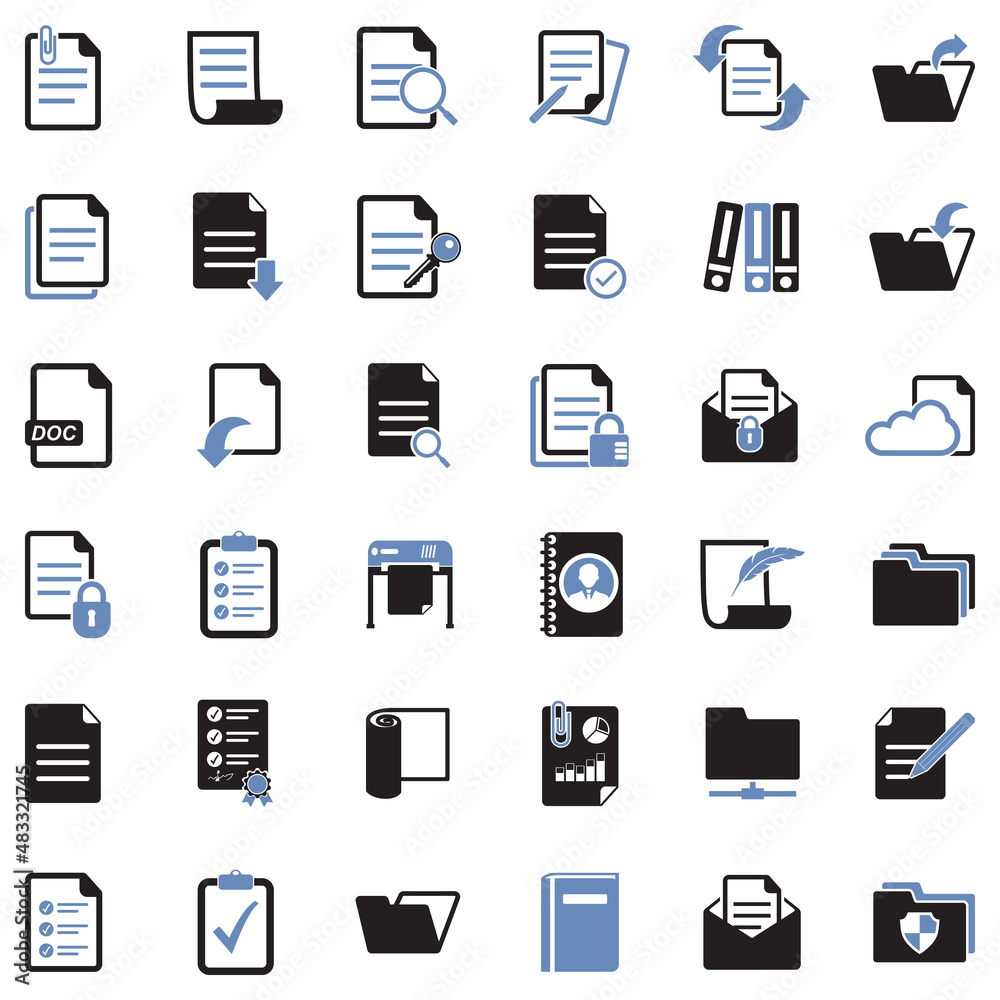 Documents Icons. Two Tone Flat Design. Vector Illustration. Documents Icons. Two Tone Flat Design. Vector Illustration.