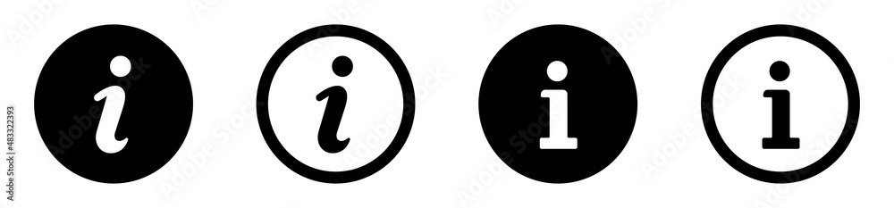 Info icons set. Information icon collection. Info button. Info symbol flat style - stock vector. - obrazy, fototapety, plakaty 