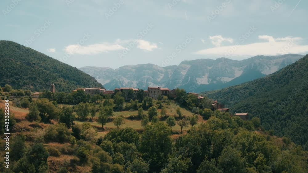 Aerial view of a small village in the mountains in Spain Aerial view of a small village in the mountains in Spain