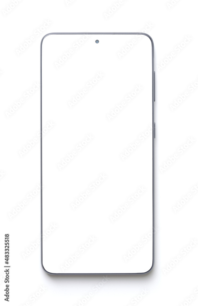 Front view of modern frameless smartphone with blank screen Front view of modern frameless smartphone with blank screen