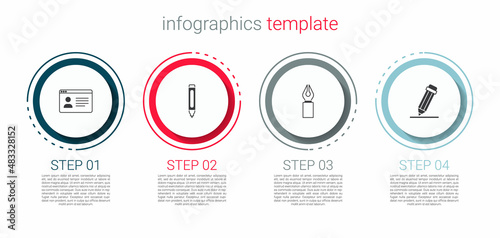 Set Online class, Marker pen, Fountain nib and Pencil with eraser. Business infographic template. Vector