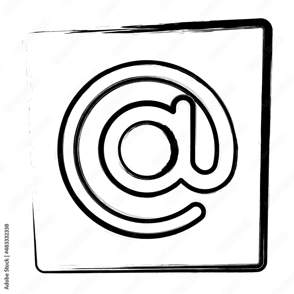 At sign icon. Brush frame. Vector illustration. At sign icon. Brush frame. Vector illustration.