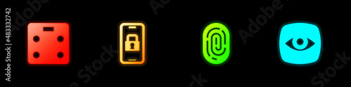 Set Smart bathroom scales, Digital door lock, Fingerprint and Security camera icon. Vector