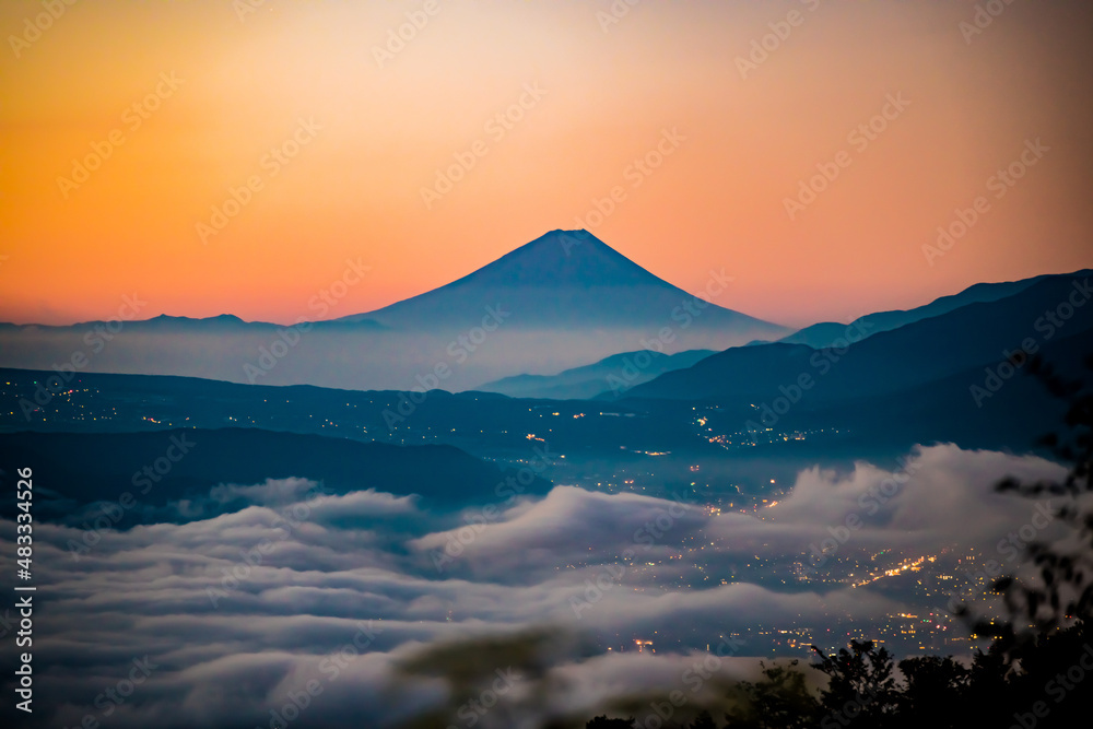 Japan mountain sunset