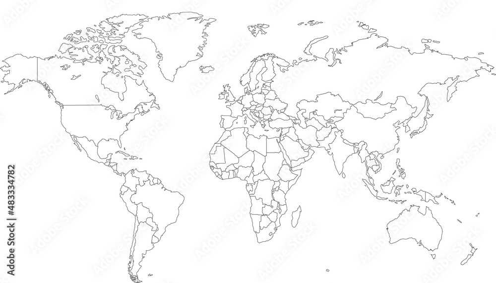 Fototapeta World map. Color vector modern.	