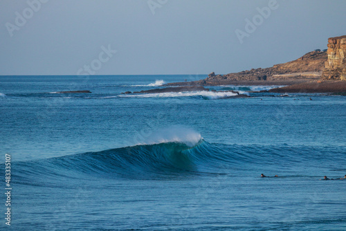 Perfect wave breaking in a beach. Surf spot