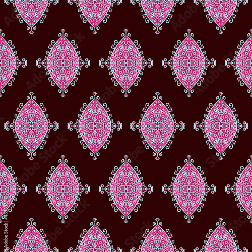 Pink on Red. Geometric ethn...