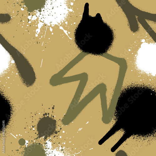 Graffiti spray paint seamless pattern. Vector illustration.