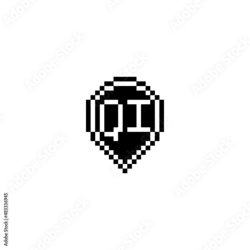 QI pixel art initial logo