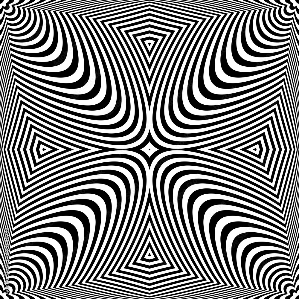 Abstract op art lines pattern with striped texture.