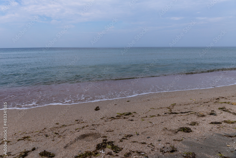 Soft blue ocean wave on the beach and soft wave background.