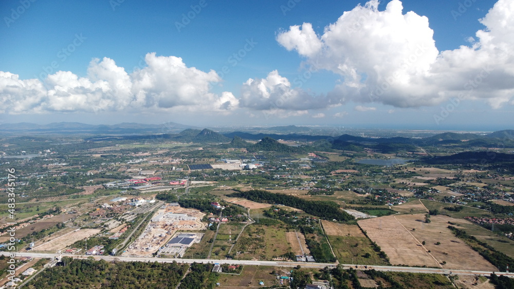 The landscape  of Bang Saray District Chonburi Thailand Southeast Asia photographed with a drone