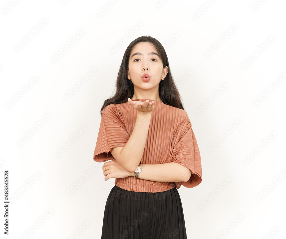 Blowing Kiss Of Beautiful Asian Woman Isolated On White Background Blowing Kiss Of Beautiful Asian Woman Isolated On White Background