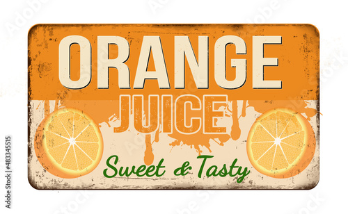 Orange juice vintage rusty metal plate