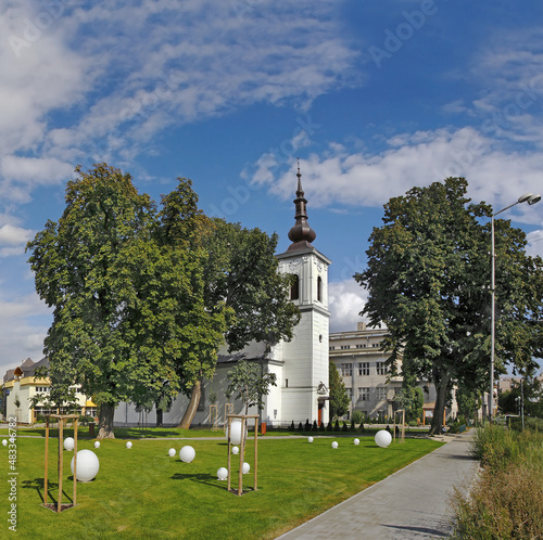 The Calvinist Square and the calvinist Church of town Levice, Slovakia photo